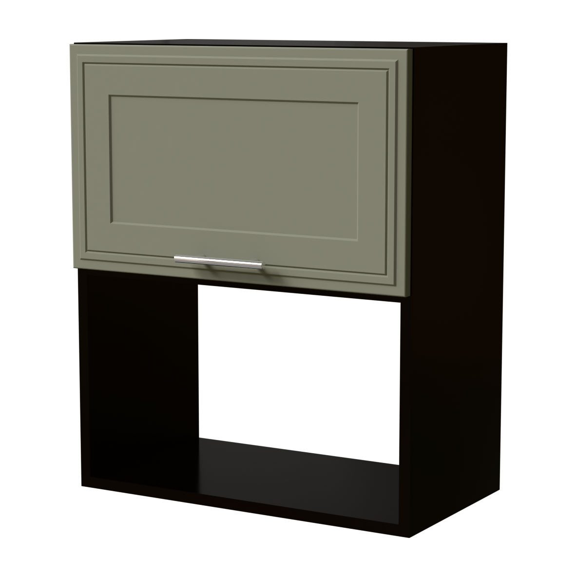 Feldmann-Wohnen Mikrowellenumbauschrank Salo (W2MK/60, 1 Klappe, 1 Gerätefach, 1-St., moderne Kassettenoptik, folierte Fronten) schwarz / reed green matt