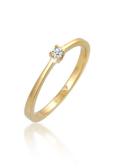 Elli DIAMONDS Verlobungsring Solitär Verlobung Diamant 0.11 ct. 585 Gelbgold