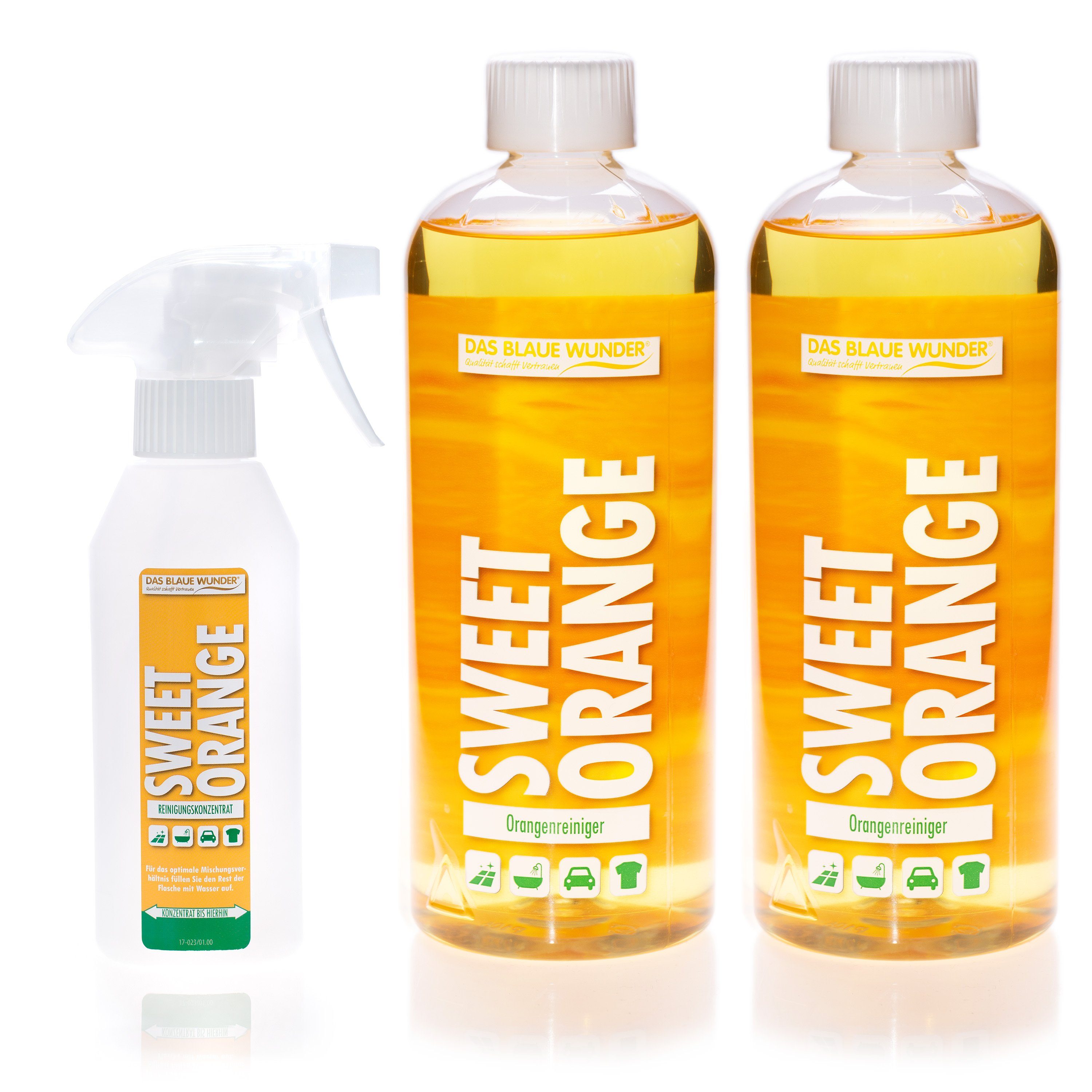 Das Blaue Wunder® SWEET ORANGE Orangenreiniger Universalreiniger inkl. Sprühflasche Reinigungskonzentrat (2-St)