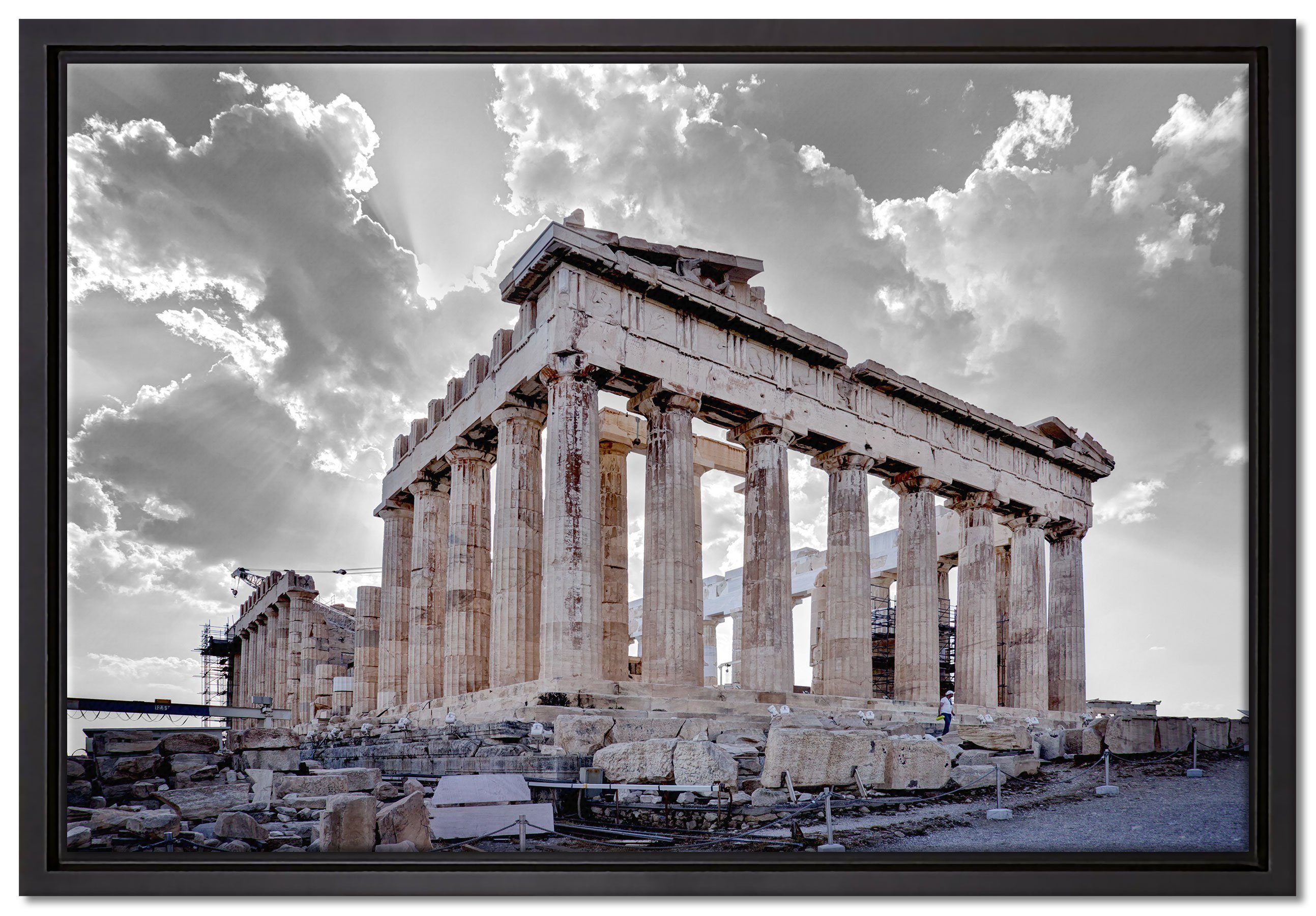 St), Akropolis Pixxprint in Athen, Leinwandbild in Zackenaufhänger bespannt, Propyläe einem Wanddekoration von fertig gefasst, inkl. (1 Leinwandbild Schattenfugen-Bilderrahmen