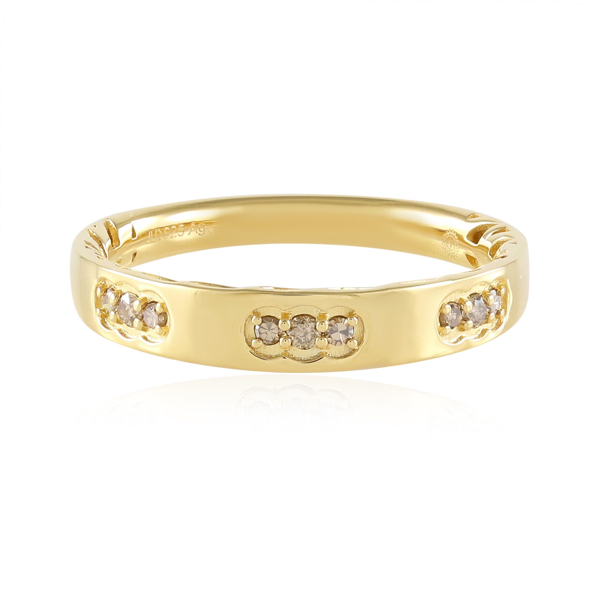 Cavill Diamantring Champagner-Diamant-Ring aus vergoldetem Silber (1-tlg)