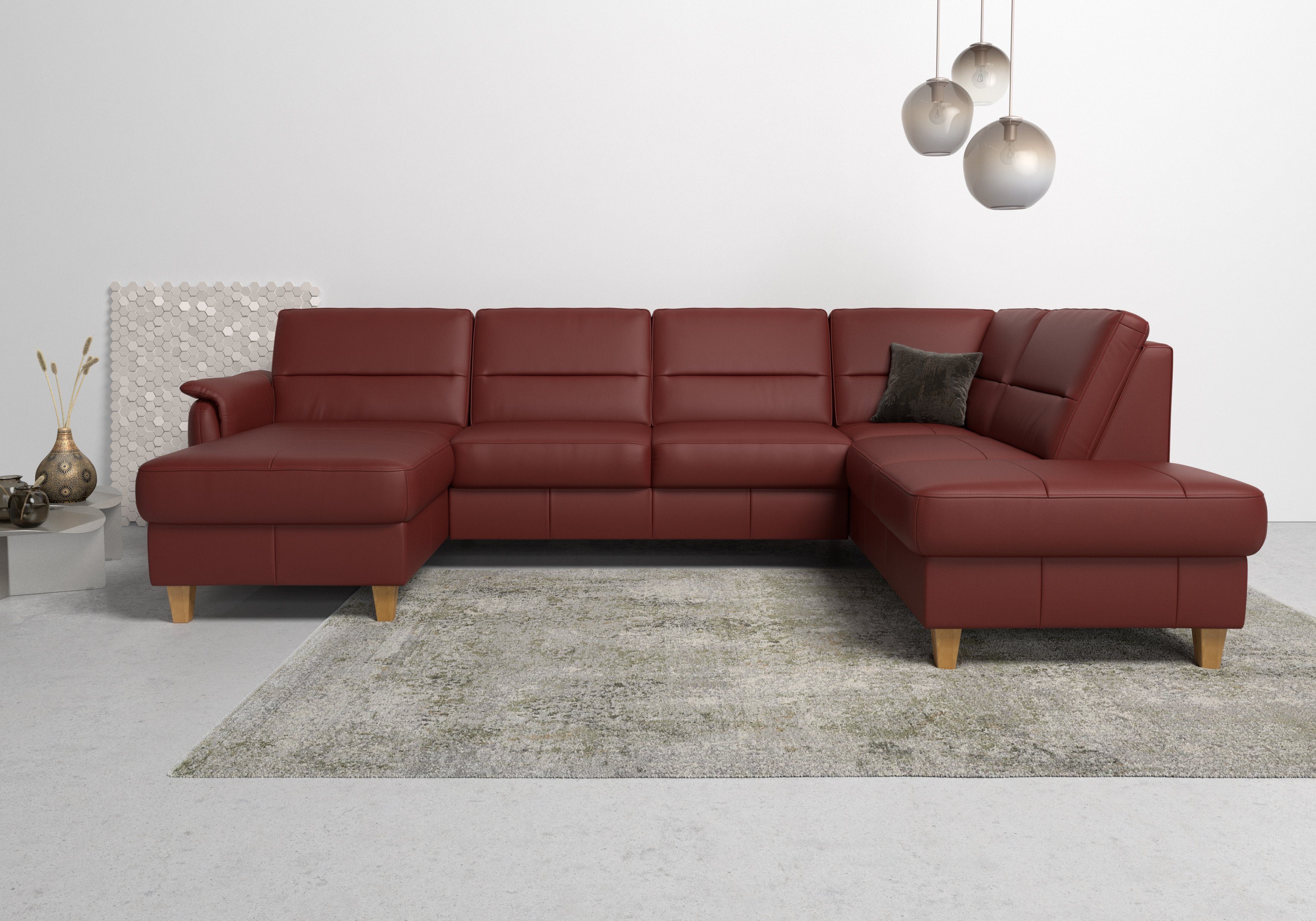 Home affaire Wohnlandschaft Palmera U-Form, B: 308 cm, optional Bettfunktion & Bettkasten, Federkern