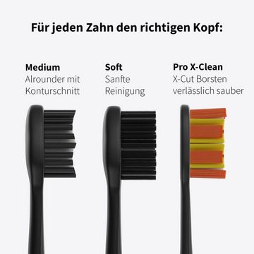 Zahnheld Aufsteckbürsten Pro X-Clean Schwarz & Classic, Bürstenkopf + Zahnpasta