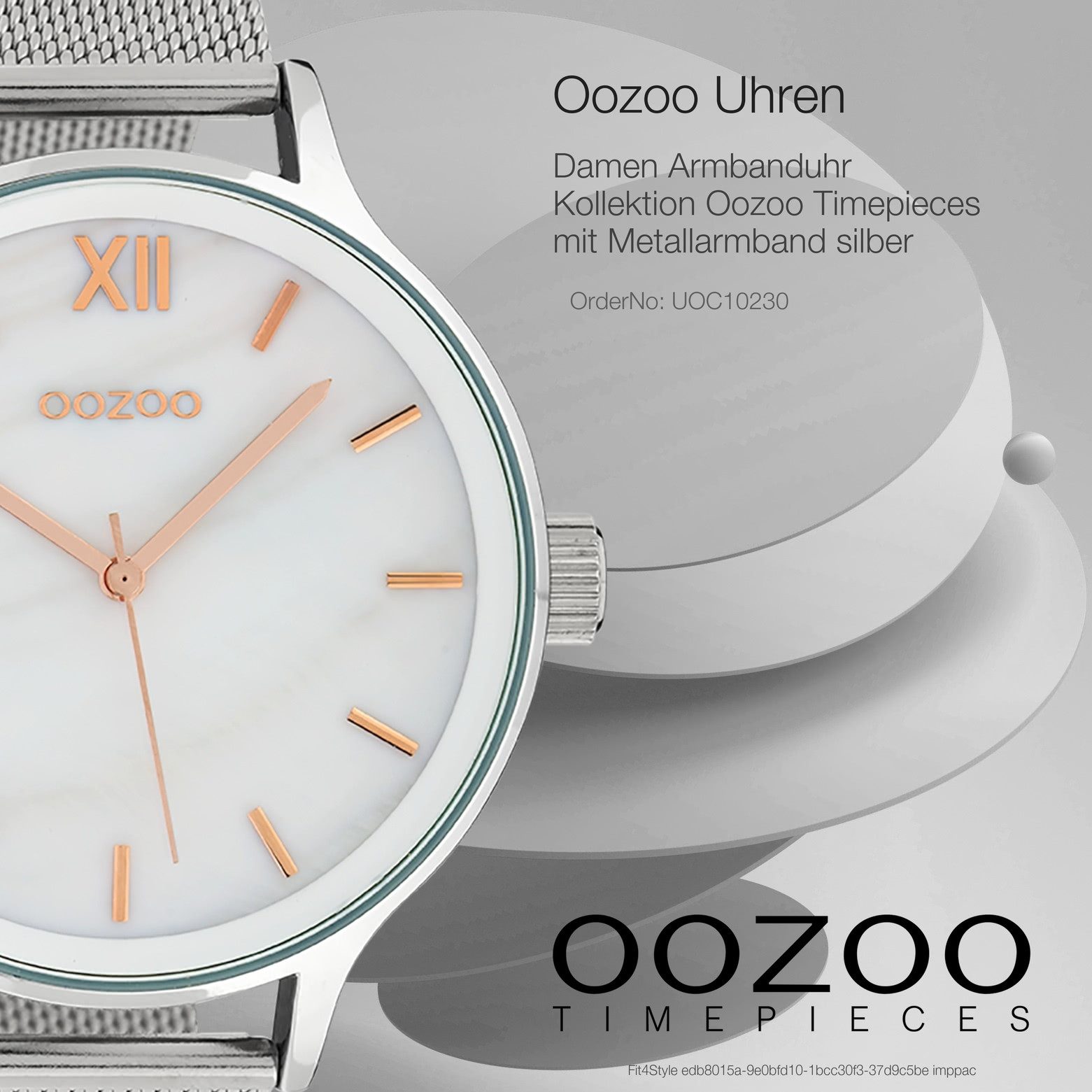 OOZOO Quarzuhr Oozoo Damen Armbanduhr Timepieces Analog, (Analoguhr), Damenuhr rund, extra groß (ca. 46mm) Metallarmband, Fashion-Style