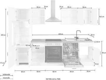 wiho Küchen Küchenzeile Erla, ohne E-Geräte, Breite 280 cm