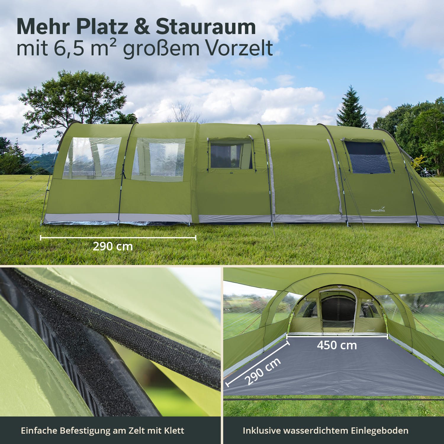 Skandika Vorzelt Canopy für Gotland 6, Personen: 6, Wetterschutz, Große Seitenfenster, 5000 mm Wassersäule, 2,1 m Stehhöhe
