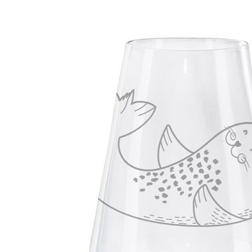 Mr. & Mrs. Panda Weißweinglas Robbe Liegen - Transparent - Geschenk, Ostsee, Strand, Hochwertige We, Premium Glas, Alltagstauglich & robust