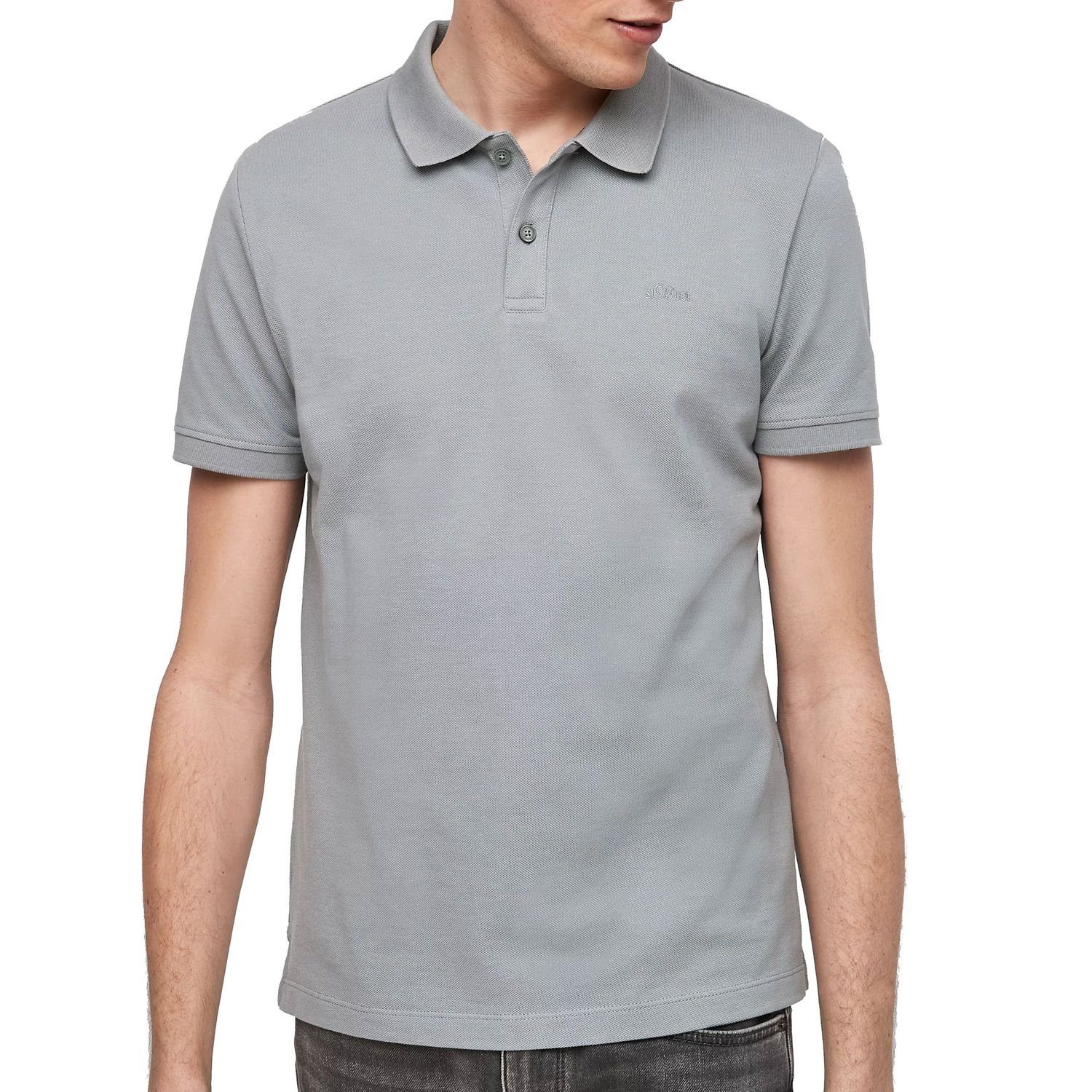 Preisangebot s.Oliver Poloshirt (1-tlg) Poloshirt mit Logostickerei grau