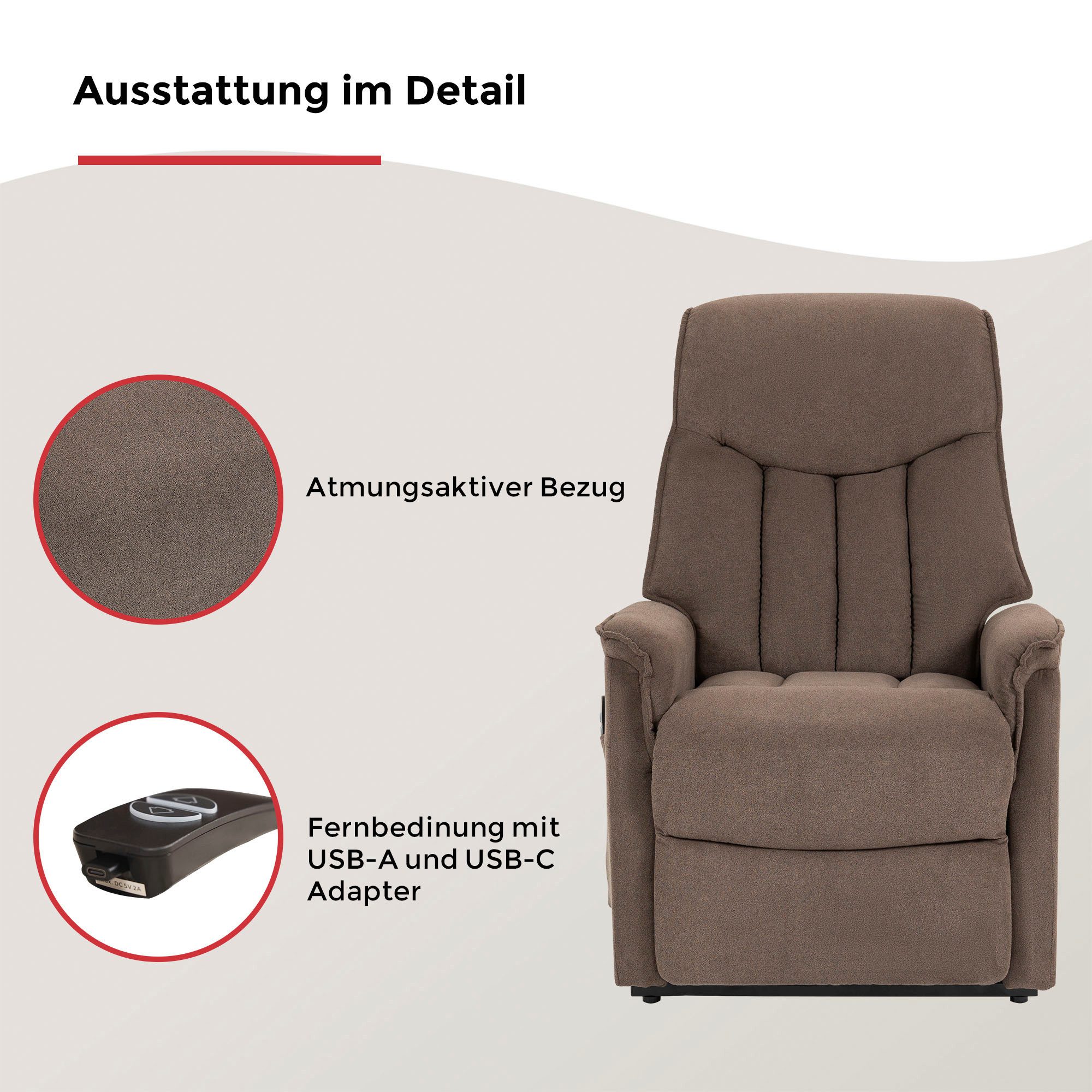 Duo Collection TV-Sessel Aurora XXL bis 150 kg belastbar, mit elektrischer Aufstehhilfe, Relaxfunktion und Taschenfederkern mit Stahlwellenunterfederung