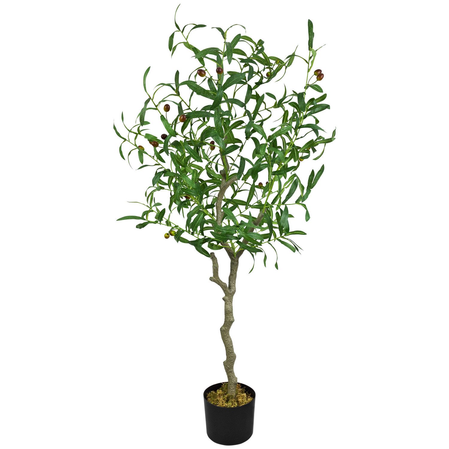 Kunstbaum Olive Olivenbaum Kunstbaum Künstliche Pflanze Kunstpflanze 125 cm Olivenbaum, Decovego, Höhe 125 cm