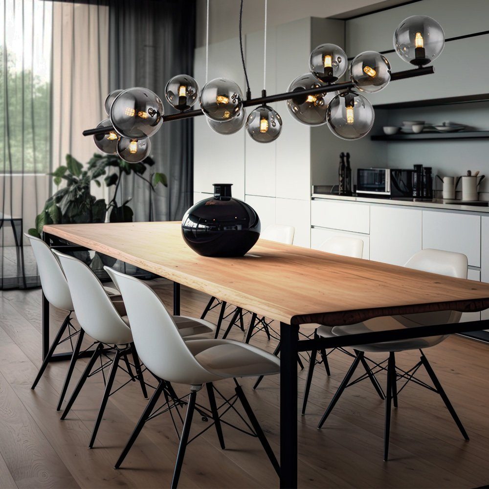 GLOBO LIGHTING LED Pendelleuchte, Leuchtmittel inklusive, Warmweiß, LED Pendelleuchte Esszimmerlampe Metall Glas rauch 13 Flammig L 120 cm