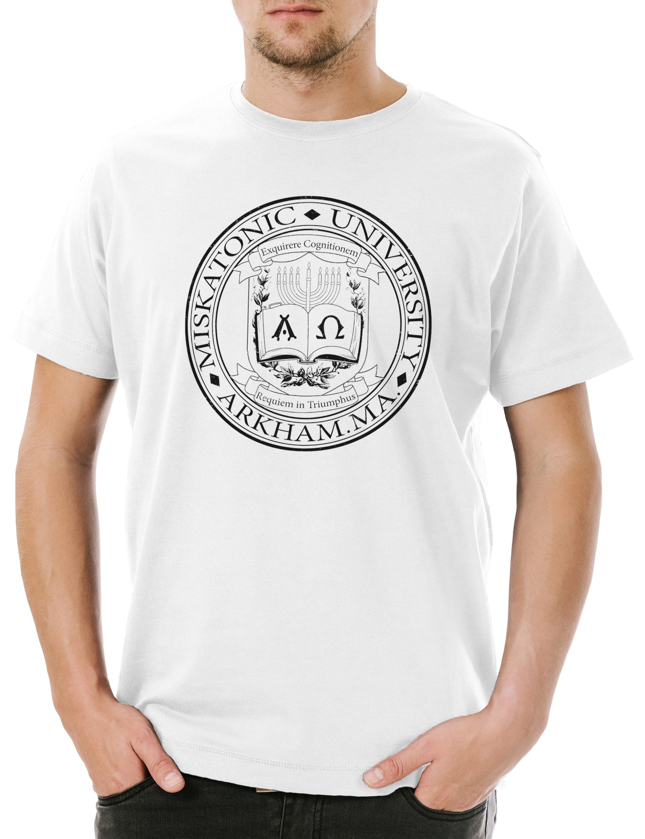 Print-Shirt Miskatonic Logo II Herren T-Shirt Lovecraft HP Sign Cthulhu Call Of