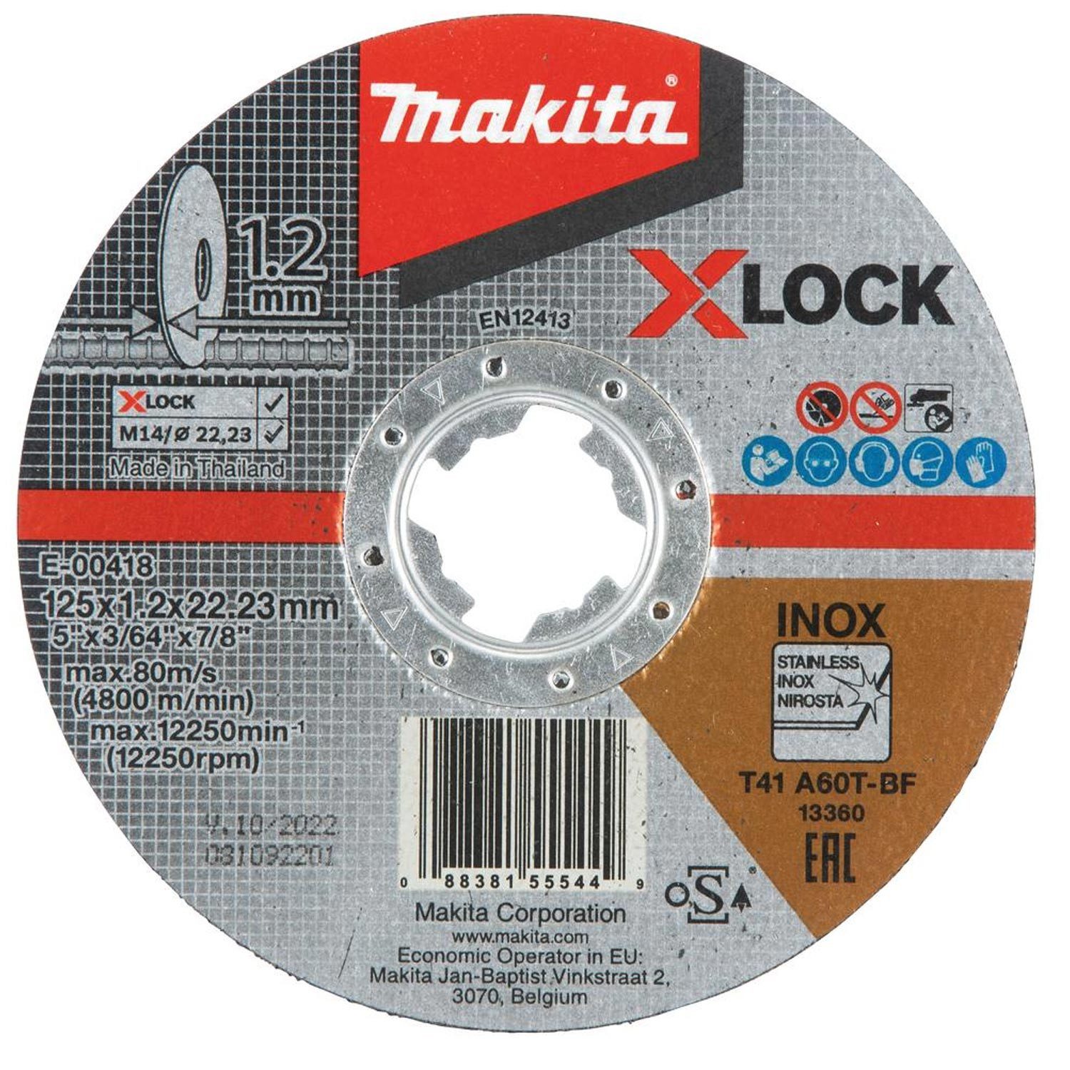 Makita Trennscheiben E-00418 X-LOCK Trennscheibe INOX