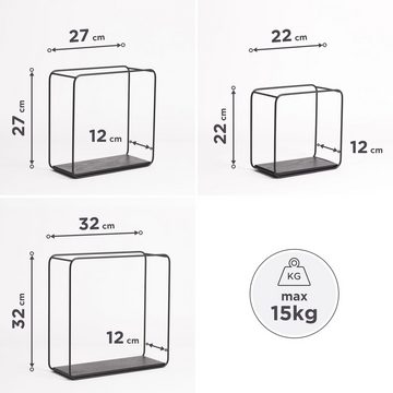 KAZAI. Regal Wandregal Metall und Echtholz-Veneer, Set, Hängeregal aus Metall und Echtholz-Veneer in Industrial-Optik