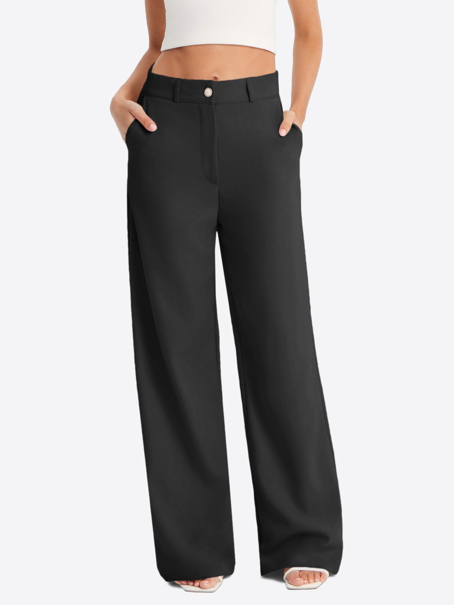 Imily Bela Anzughose Damen High-Waist Wide Leg Elegant Business Marlene-Hos günstig online kaufen