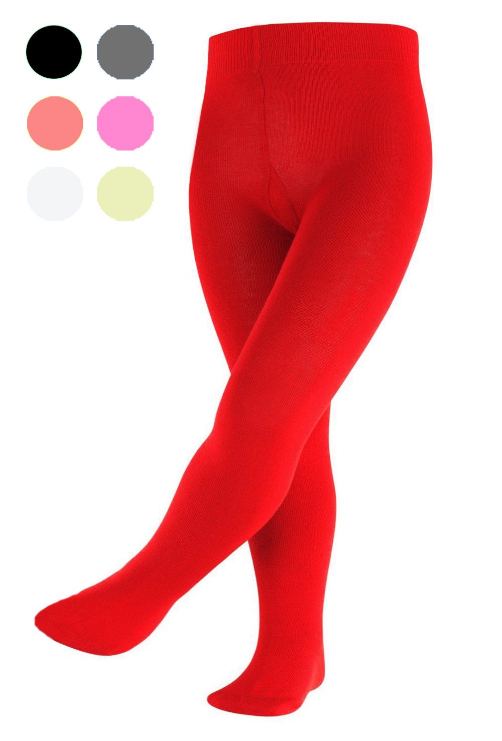 La Bortini Strumpfhose Strumphose für Kinder in Rot Schwarz Weiß hautfreudlich, in verschiedenen Farben, Baumwoll-Strumpfhose