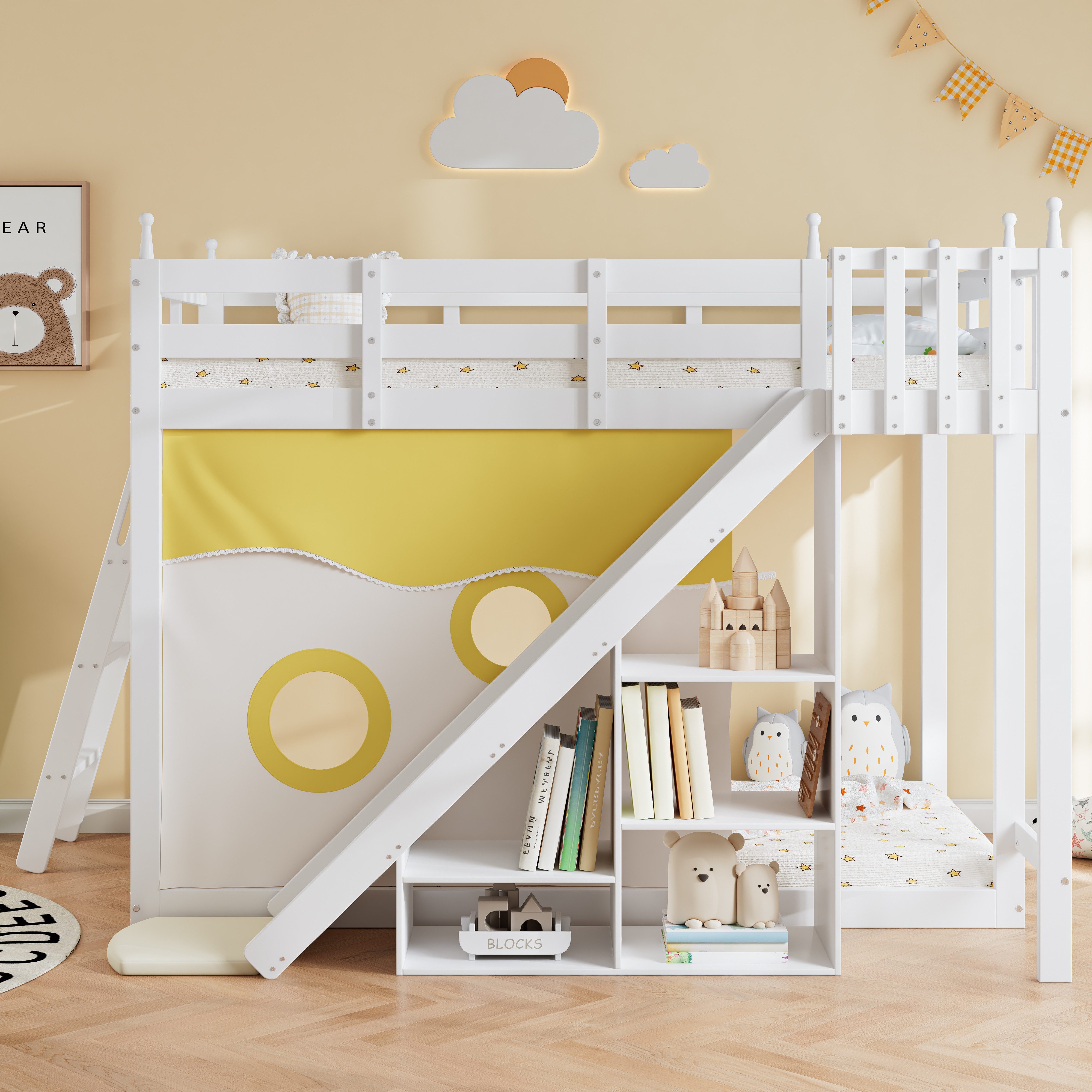 Flieks Etagenbett, Kinderbett Kiefernholzbett mit Leiter günstig online kaufen