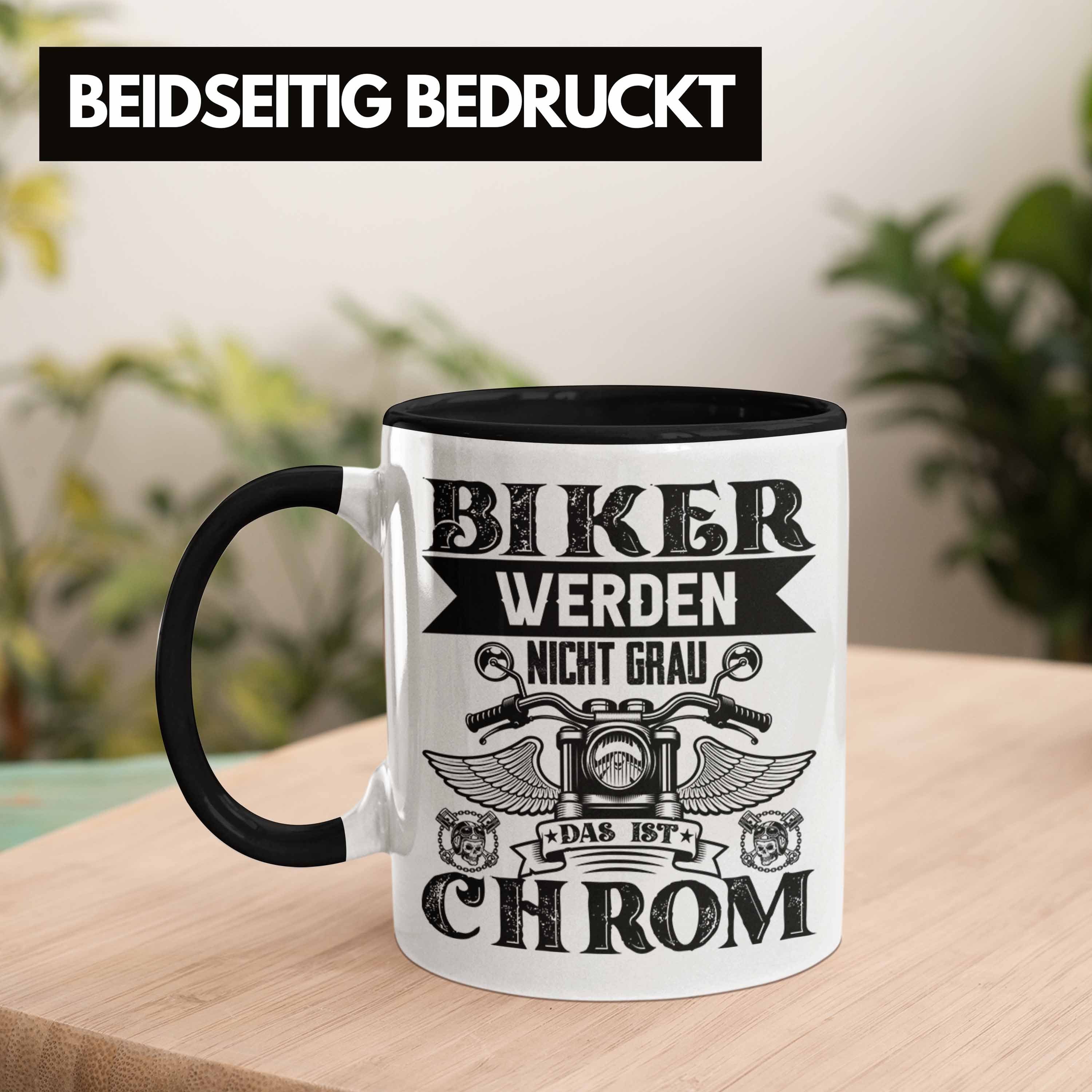 Trendation Biker Motorradfahrer Männer Spruch Tasse für Lustiger Biker Tasse - Werden Trendation Geschenk Schwarz Grau Nicht