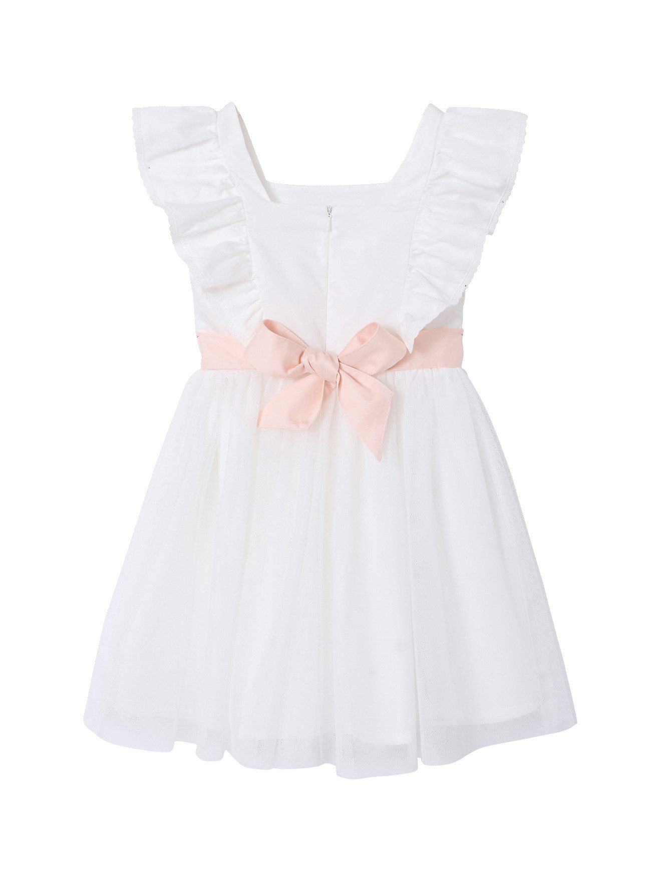 vertbaudet Minikleid Festliches Mädchen Volantkleid, Musselin & Tüll