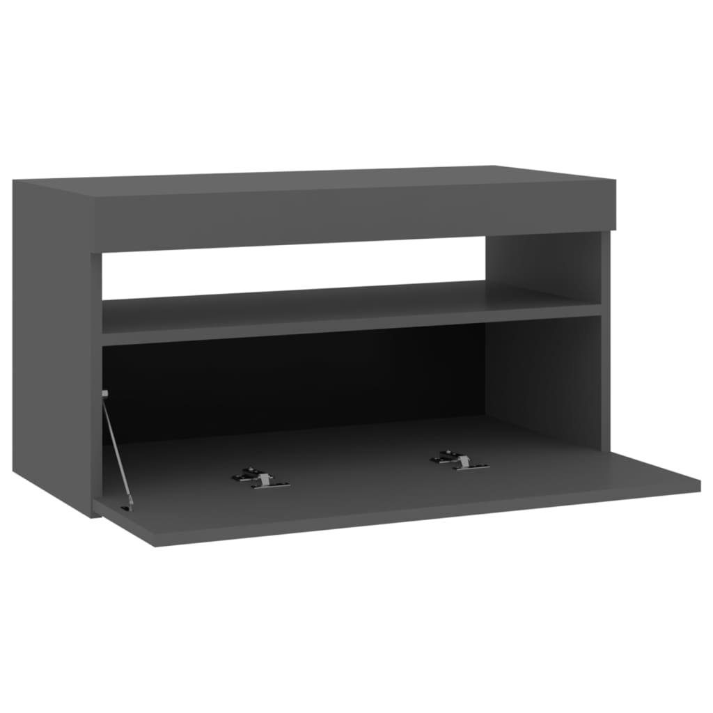 mit TV-Schrank cm (1-St) vidaXL 75x35x40 LED-Leuchten TV-Schrank Grau