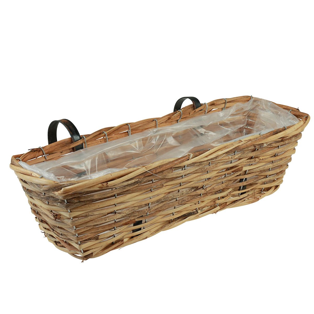 Florists Products Dekokorb Balkonkasten hängend Rattan Natur L51cm Blumenkasten Vintage