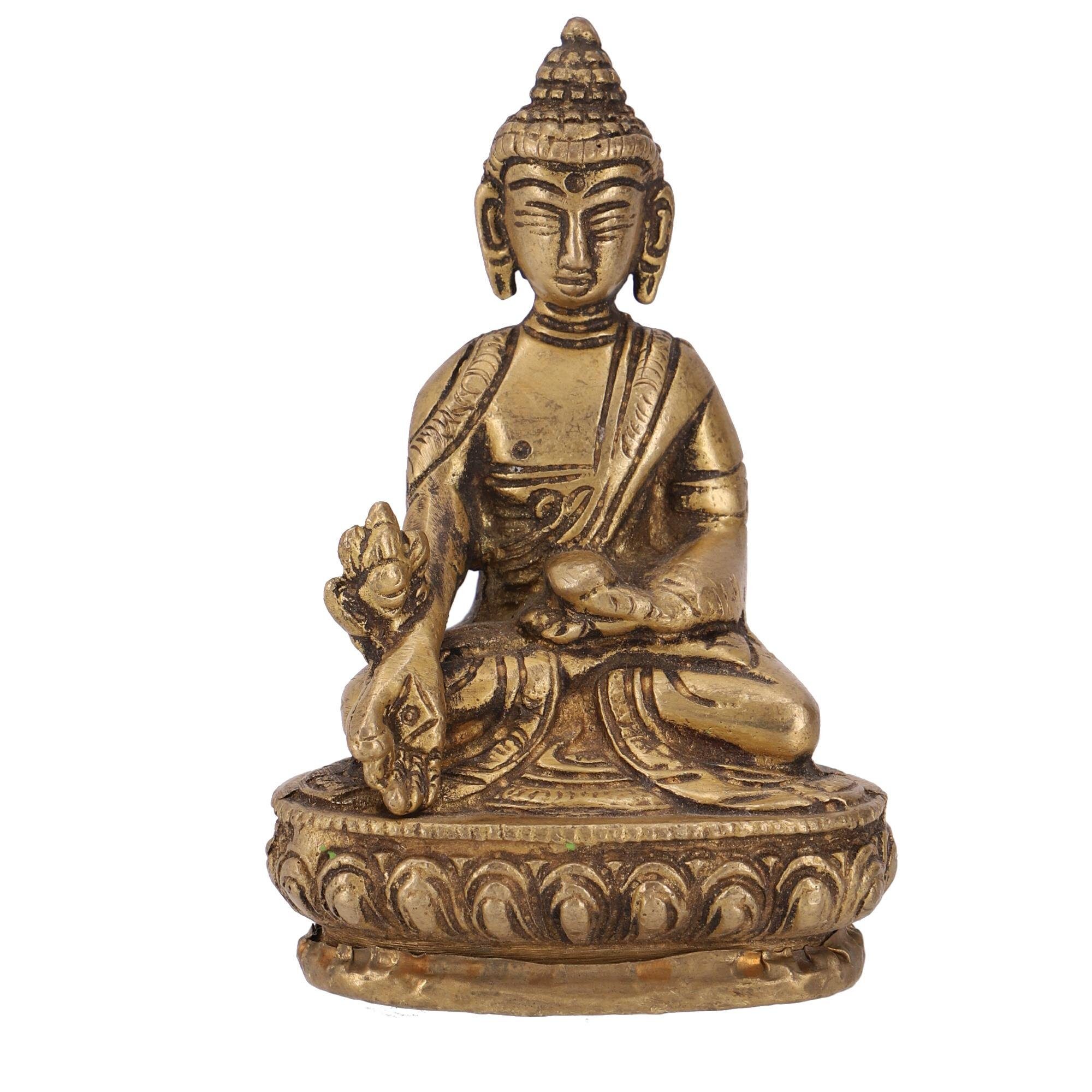 Buddhafigur Buddha Statue aus Messing Medizin Buddha 10 cm..