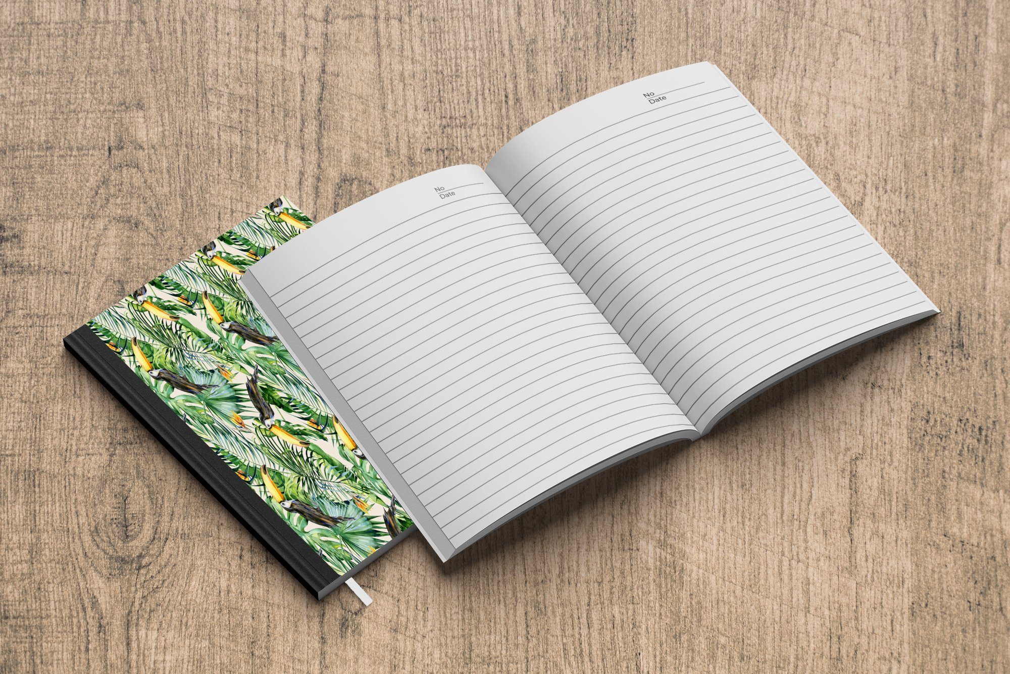Tagebuch, Merkzettel, Journal, A5, Tropisch, Notizheft, 98 - Seiten, MuchoWow Paradiesvogelpflanze Haushaltsbuch Tukan Notizbuch -