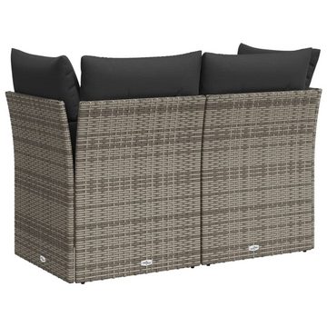 vidaXL Loungesofa Gartensofa 2-Sitzer mit Kissen Grau Poly Rattan