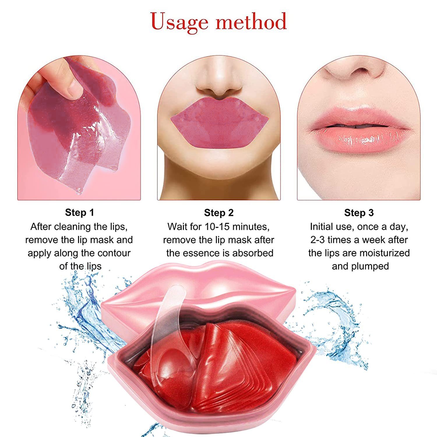 COOL-i ® Lippenpflegestift, Anti-Aging Cherry Feuchtigkeitsgel Lippenmaske, Anti-Aging-Feuchtigkeitsgel-Lippenmaske für trockene und rissige Lippen - 20 Stück