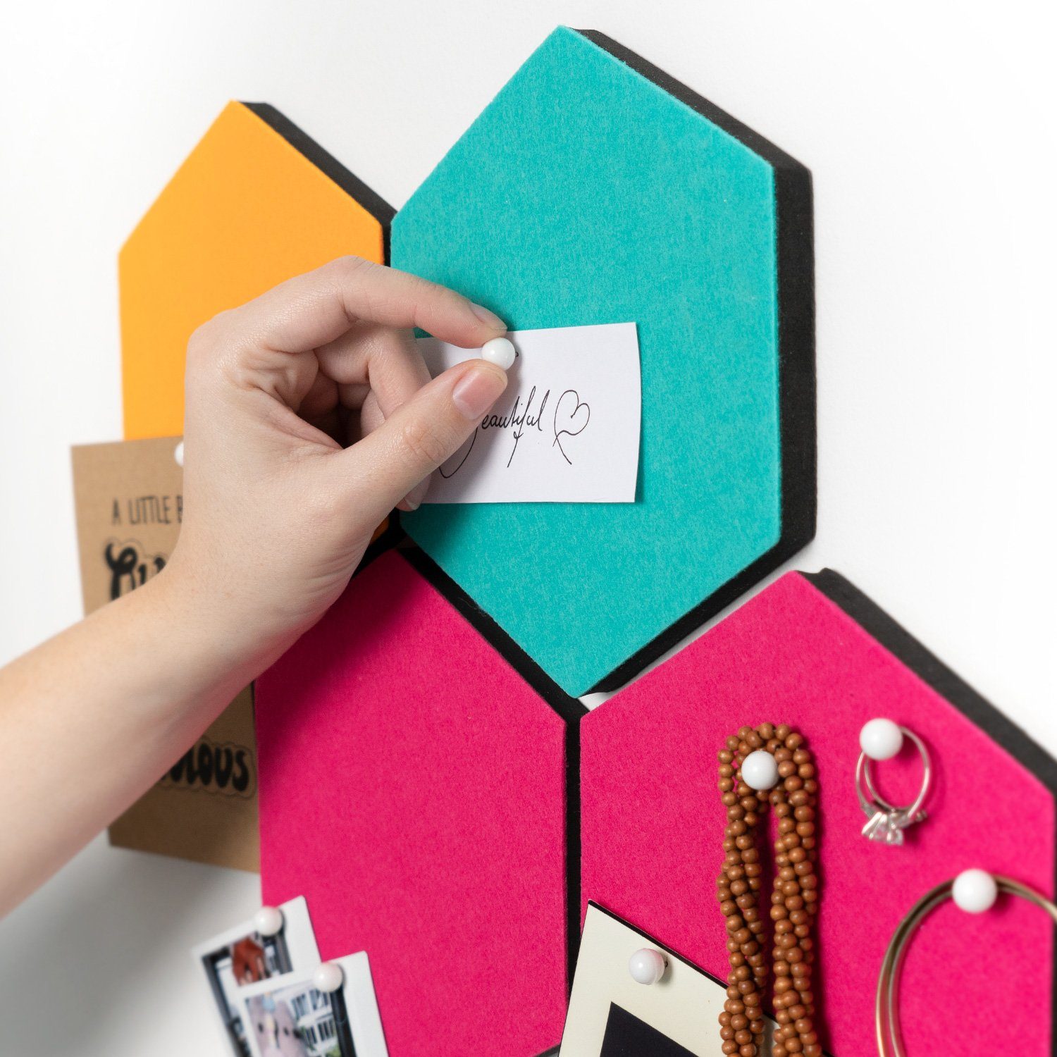 Navaris Memoboard Filz Memoboards Set, sechseckig, 6x 15x17,7x1,5cm mit Zub günstig online kaufen