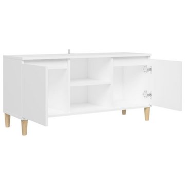 furnicato TV-Schrank mit Massivholz-Beinen Weiß 103,5x30x50 cm