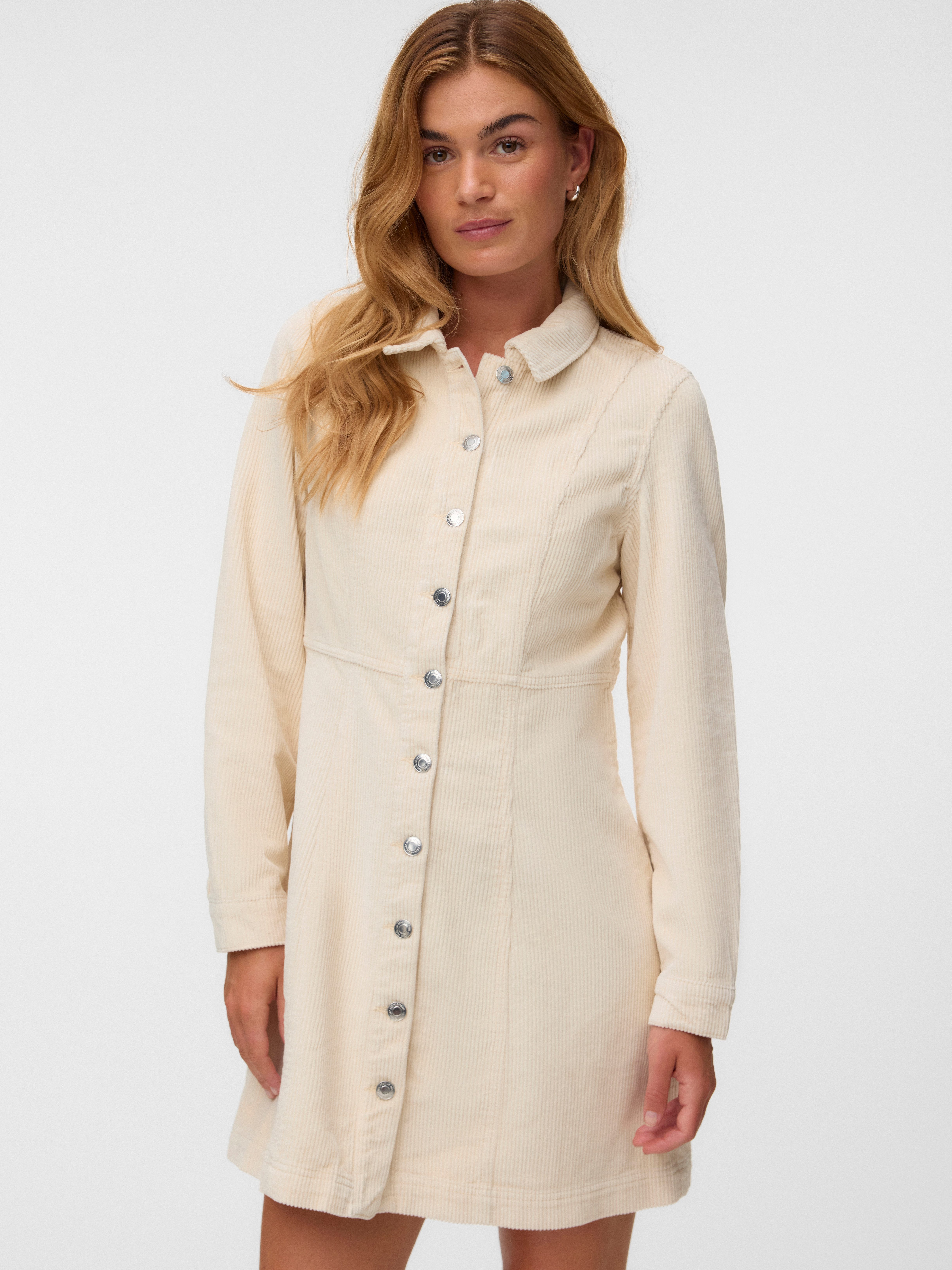 Vero Moda Cordkleid VMDAISY LS SHORT CORD DRESS NOOS Baumwolle, Cord