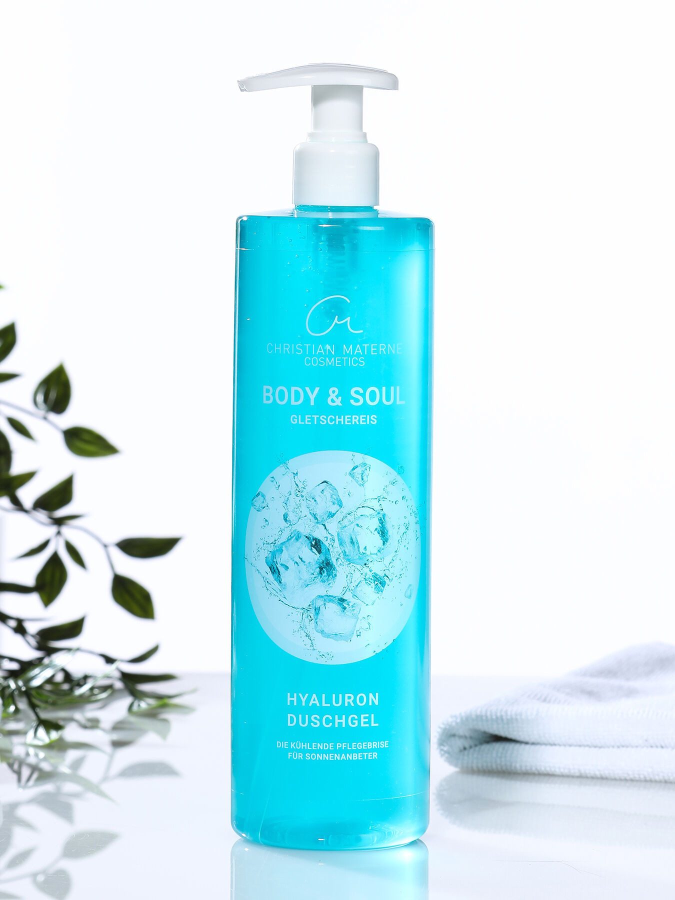 Christian Materne Duschgel Body & Soul Gletschereis, mit Hyaluron und Menthol zur Abkühlung unter der Dusche