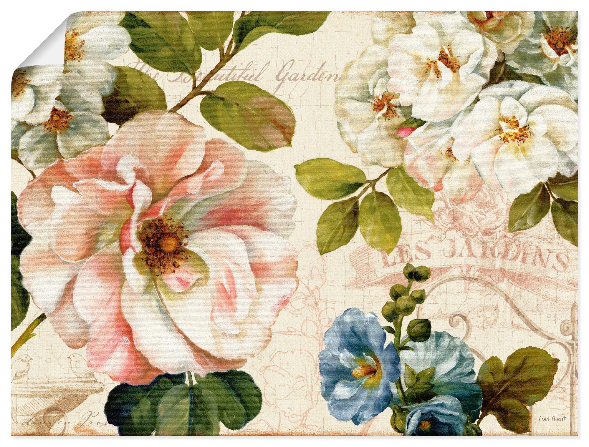 versch. in Größen Wandaufkleber I, Poster Wandbild oder (1 Garten als Leinwandbild, St), Artland Blumen