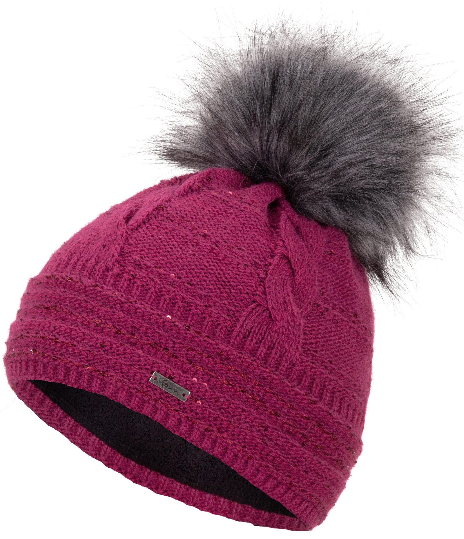 Faera Bommelmütze Wintermütze Damen Herren Mütze Beanie Haube gefüttert Bommelmütze