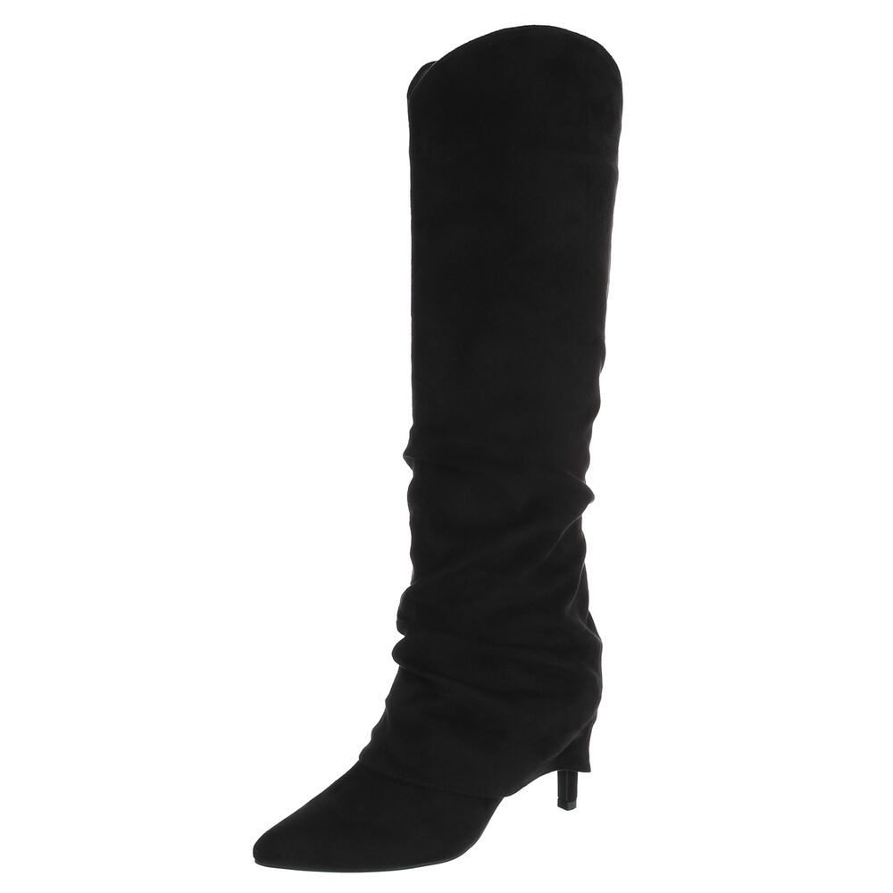 Ital-Design Damen Overknee-Stiefel mit Absatz und hohem Schaft High-Heel-Stiefel (92799570) Pfennig-/Stilettoabsatz Stiefel in Schwarz