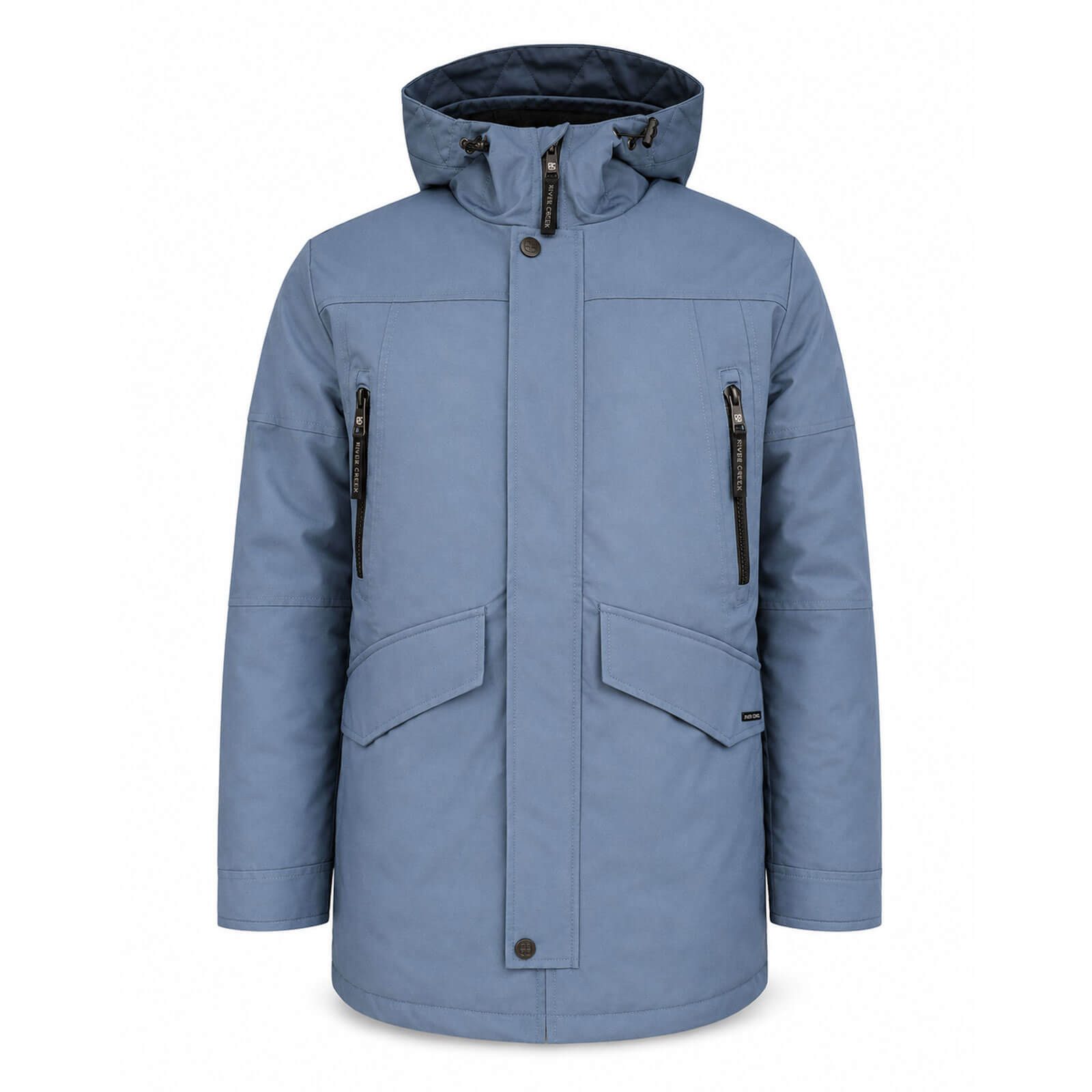River Creek Wintermantel 62608 Herren Winterparka wattiert - Winterjacke mit TPU-Beschichtung Verstellbare Kapuze mit Fleece, Steppfutter, Großzügige Taschenlösung