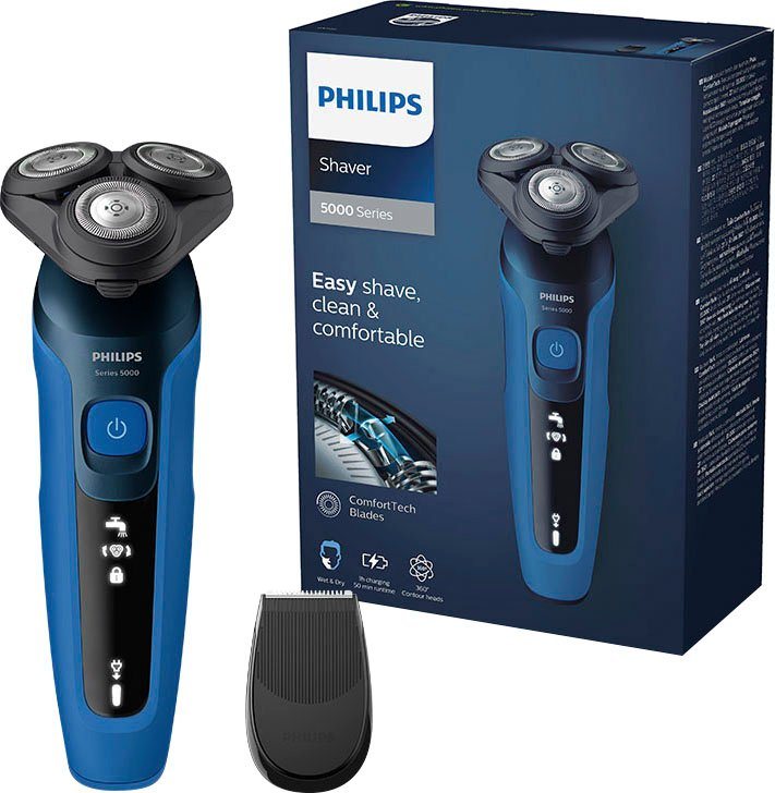 Philips Elektrorasierer Shaver Series 5000 S5466/17, Aufsätze: 1,  SmartClick-Präzisionstrimmer, Wählen Sie zwischen einer angenehmen Trocken-  oder einer erfrischenden Nassrasur
