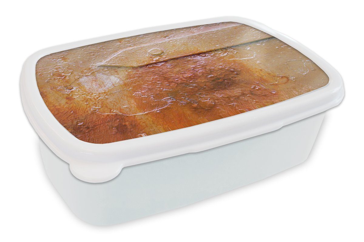 MuchoWow Lunchbox Rost - Retro - Stahl - Eisen, Kunststoff, (2-tlg), Brotbox für Kinder und Erwachsene, Brotdose, für Jungs und Mädchen weiß