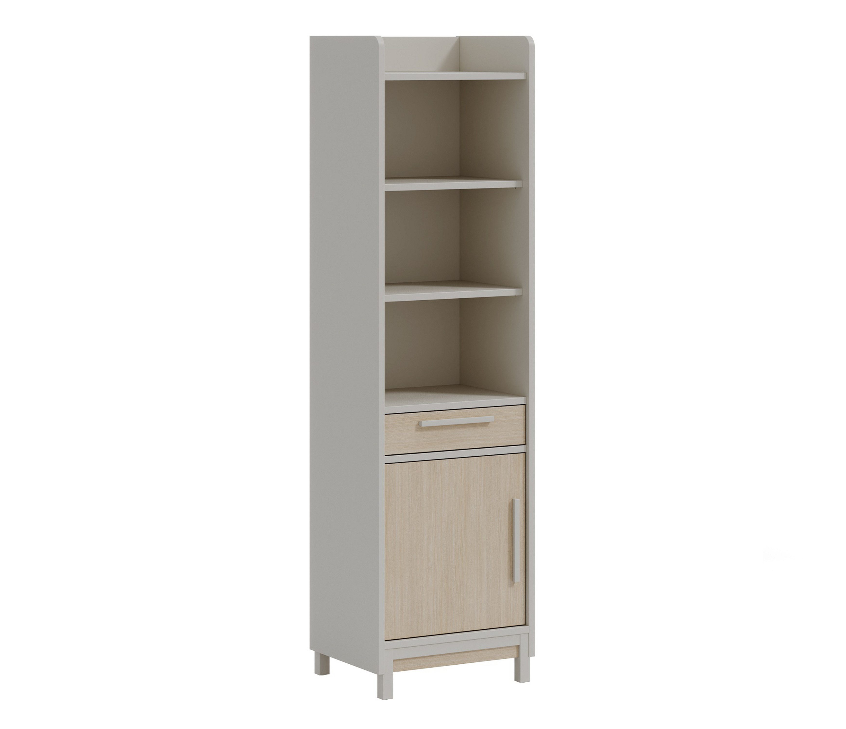 Möbel-Zeit Bücherregal COOL Grau & Natur – Standregal mit Schublade & Tür