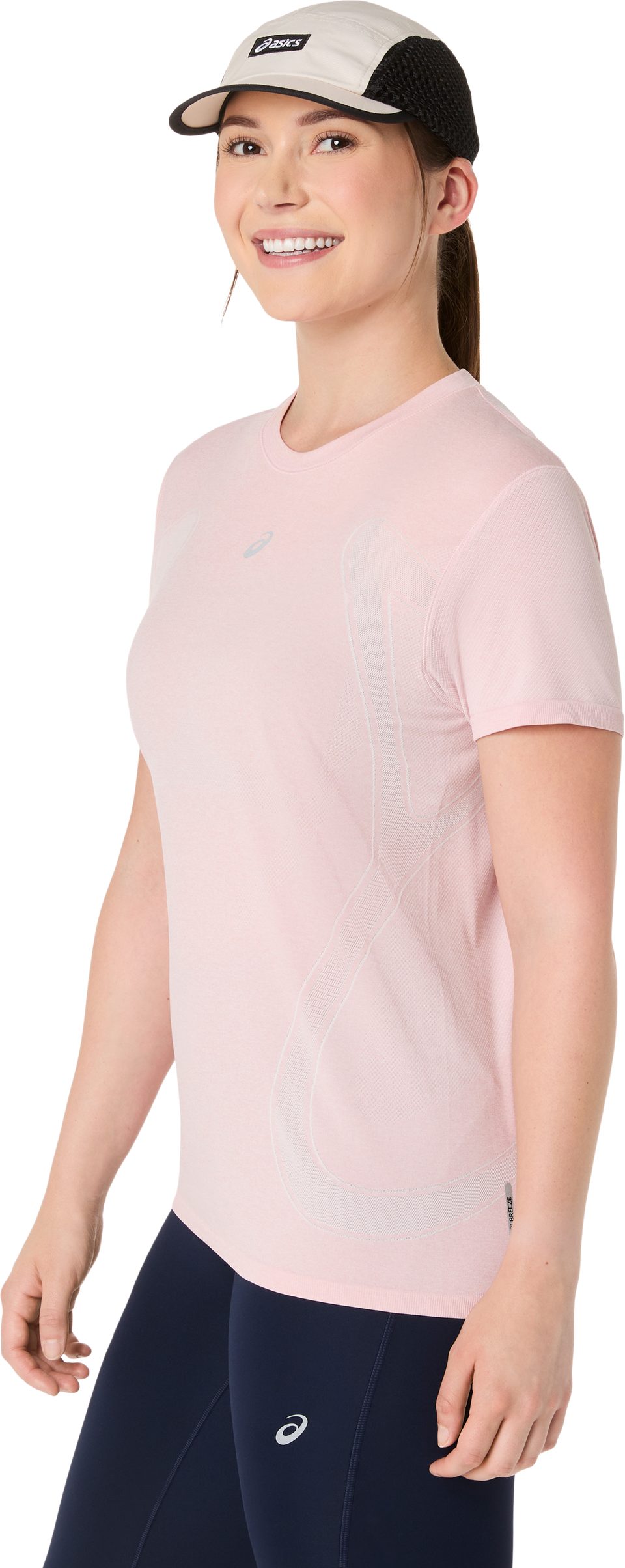 Asics Laufshirt ROAD SEAMLESS SS TOP nahtlose Strickkonstruktion, mit kurzen Ärmeln, mit Daumenlöchern