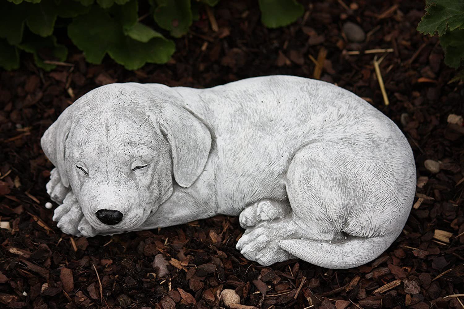 and Style Gartenfigur Steinfigur Welpe Labrador Hunde Stone