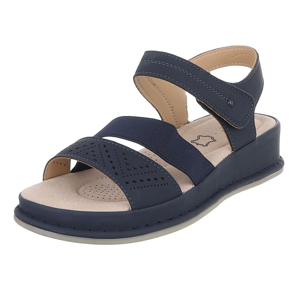 Ital-Design Damen Sandale mit Fersenriemen und Komfortsohle Riemchensandalette (91849624) Keilabsatz/Wedge Keilsandaletten in Dunkelblau