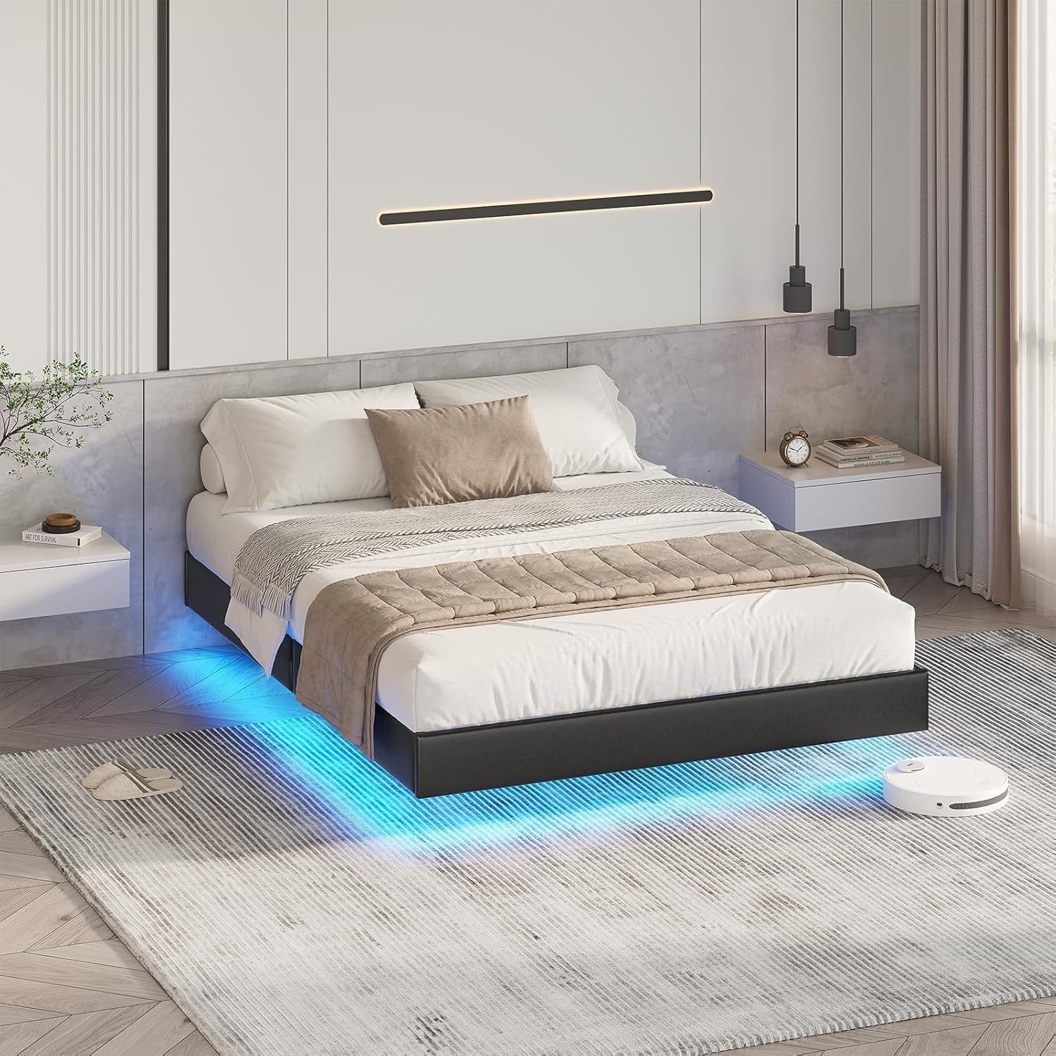 MSMASK Bett Schwebebett Doppelbett Bettgestell Bettrahmen günstig online kaufen