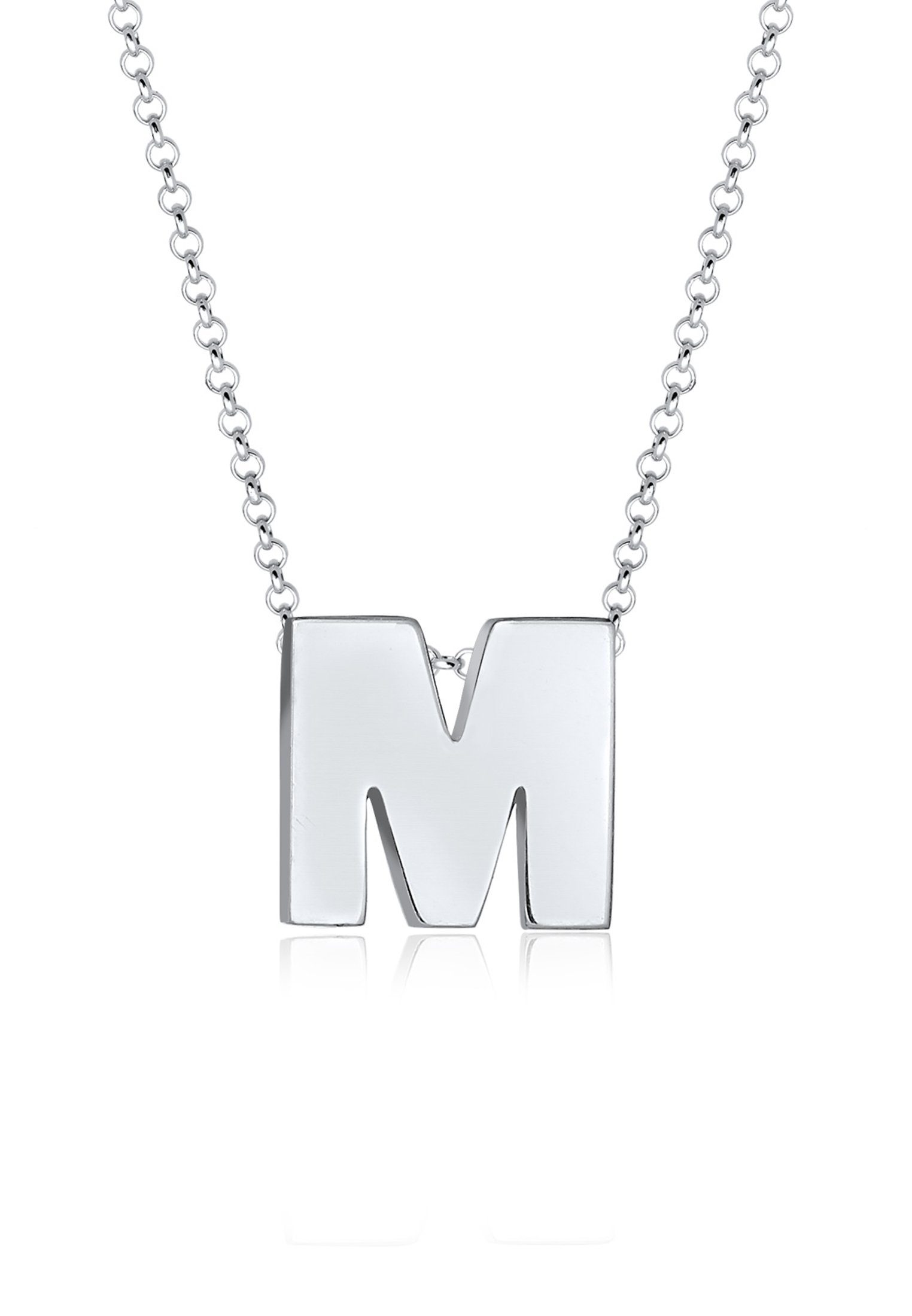 Elli Kette mit Anhänger Buchstabe M Initialen 925 Sterling Silber, Buchstabe