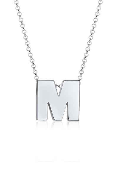 Elli Kette mit Anhänger Buchstabe M Initialen Trend Minimal 925 Silber, Buchstabe