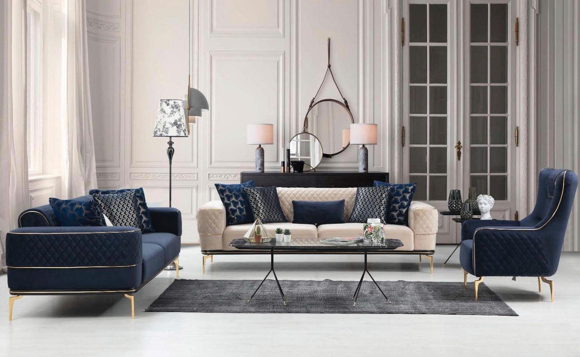 JVmoebel Sofa Moderne Sofagarnitur 3+3+1 Set Couch Sessel luxus Design Neu, Made in Europe