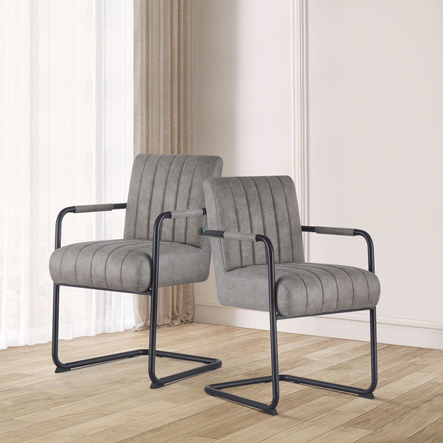 DUBI Möbel Freischwinger BEN 2er-Set, Besucherstuhl, Konferenzstuhl mit Fed günstig online kaufen