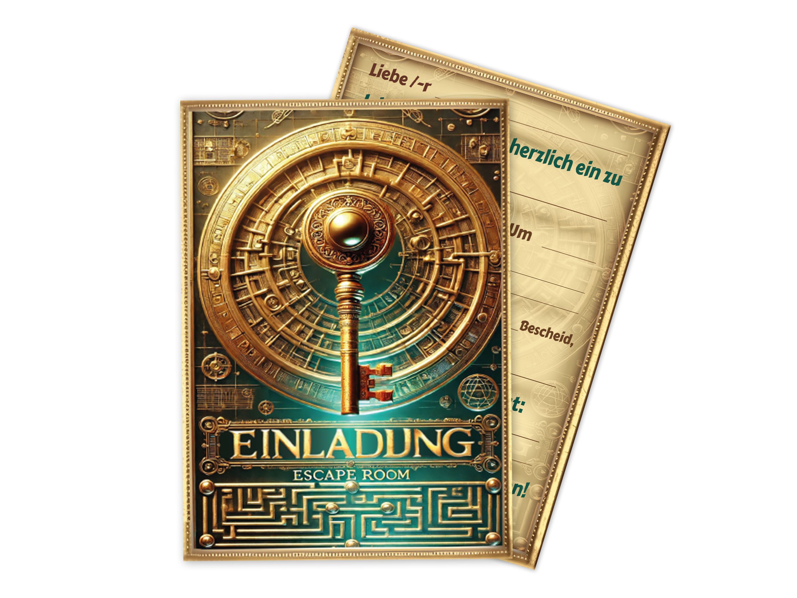 LIMONIA Einladungskarten Escape Room zum Kindergeburtstag Mädchen Jungen Einladungen Umschlägen, Einladungskarten mit Umschlägen zum Geburtstag für Escape Room