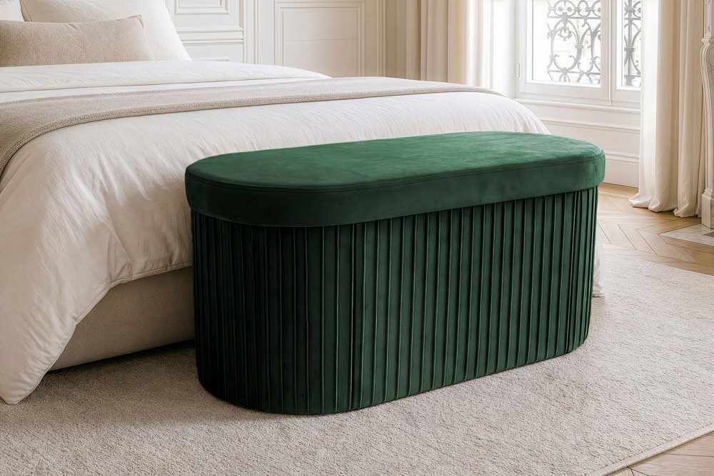 riess-ambiente Polsterbank ÉLAN 80cm grün - Samt, Sitzbank, mit Stauraum, faltbar, platzsparend (Einzelartikel, 1-St), Eleganter Sitz mit Steppung - ideal für stilvolle & moderne Wohnräume